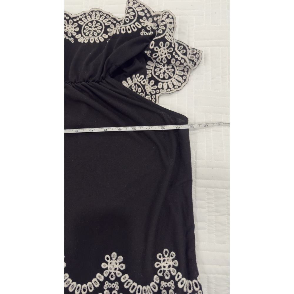 Fever Women Black White Eyelet Embroidered Off The Shoulder Boho Blouse Large - Picture 5 of 6